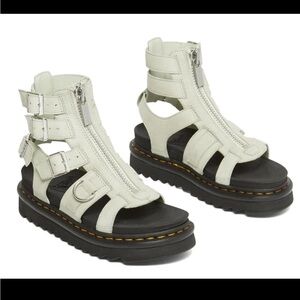 White Doc, Martens pebble, Leather Buckle Sandals
